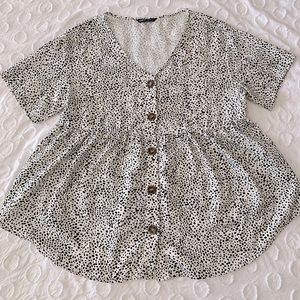 Dalmatian Print Peplum Shirt